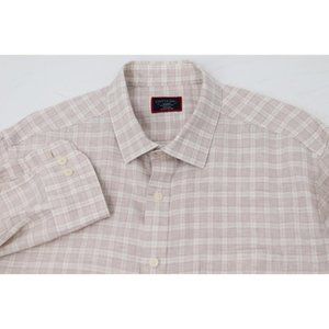 Untuckit Shirt Mens Large Linen Noval Wrinkle Resistant Button Up Plaid‎ preppy